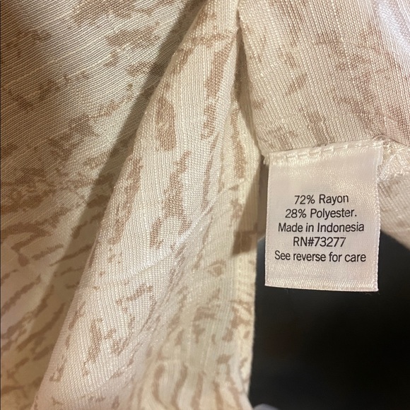 Nine West Cream and Brown Patterned Tie Knot Blouse Top - Picture 12 of 12